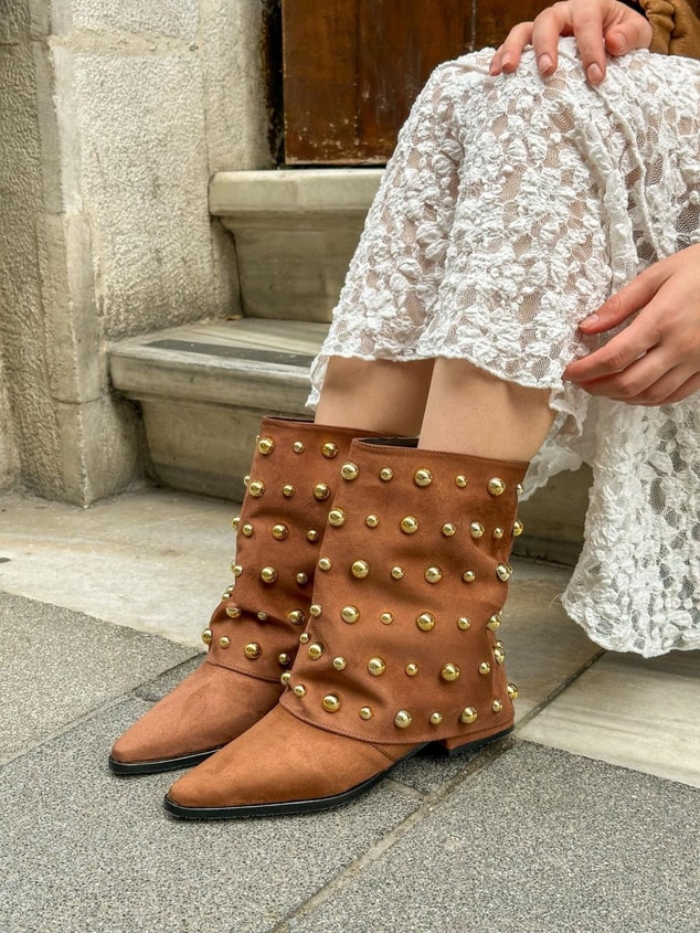 Taba Süet (Rucci) Trok Detay Kadın Çizme