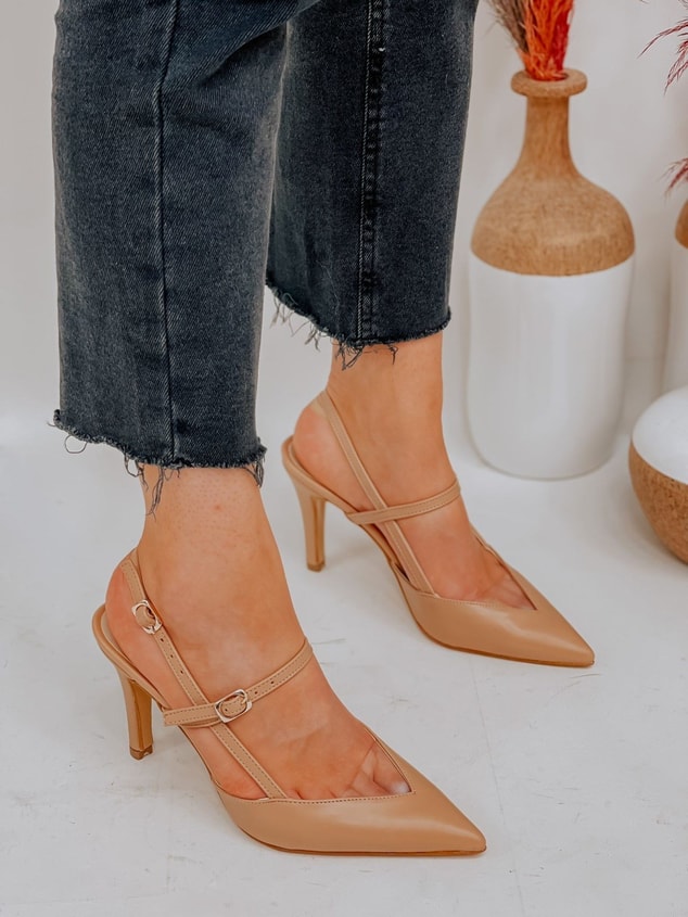 Ten Deri (Cindy) Şeffaf Detay Bilek Tokalı Kadın Stiletto