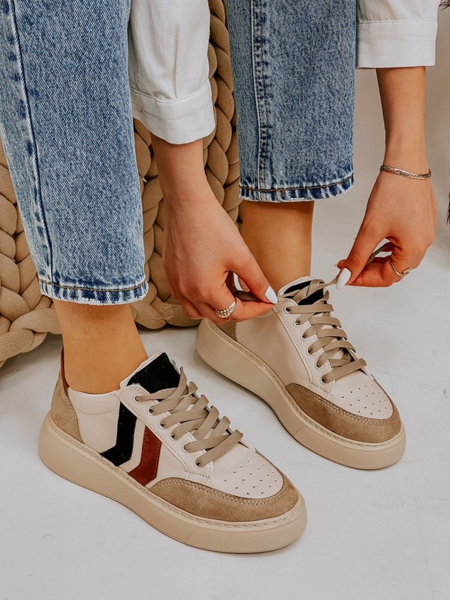 Ten Deri  (Walker) Kadın Bağcıklı Sneakers