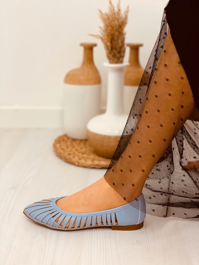Bebe Mavi (Tirina) Lazer Kesimli Kadın Babet Bayan Babet