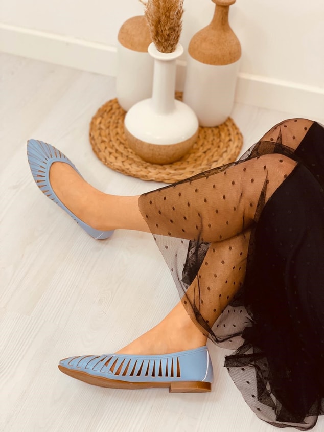 Bebe Mavi (Tirina) Lazer Kesimli Kadın Babet Bayan Babet