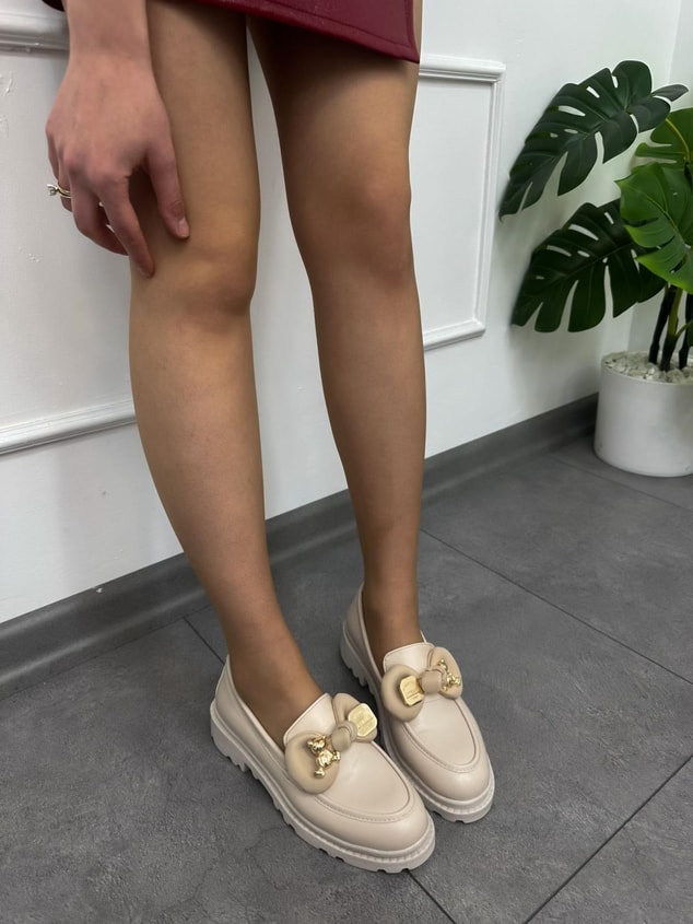 Bej Cilt (Zilly) Ayıcık Detay Kadın Loafer