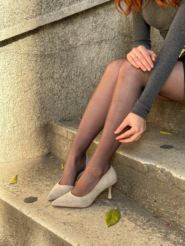 Bej Süet (Vary) Topuklu Kadın Stiletto