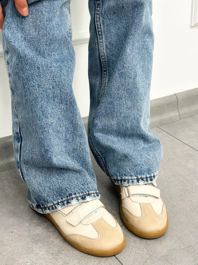 Bej Süet (Yale) Kadın 3 Cırtlı Sneakers