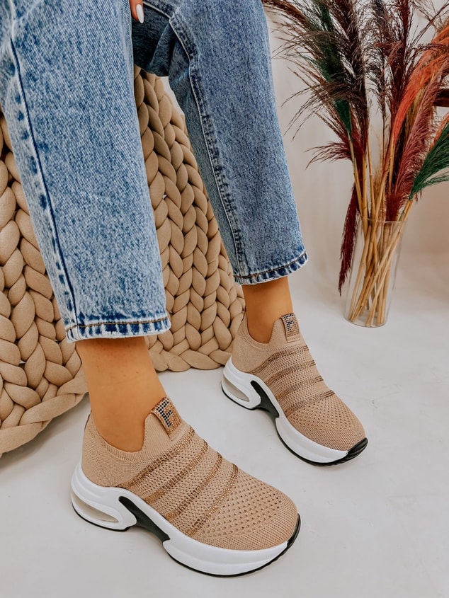 Bej Triko (Vegas) Taş Detay Kadın Sneakers