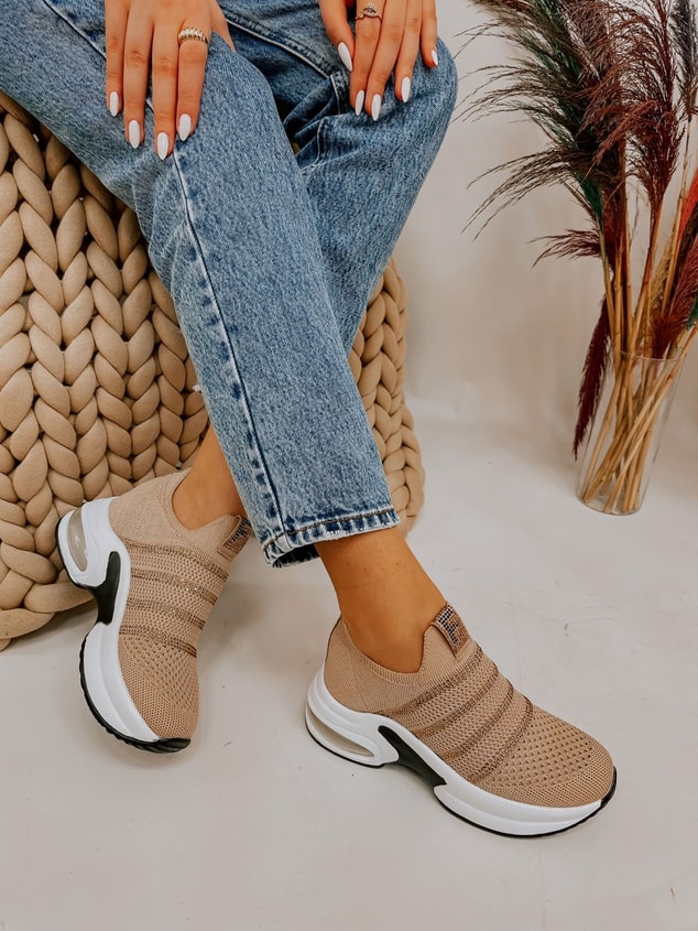 Bej Triko (Vegas) Taş Detay Kadın Sneakers