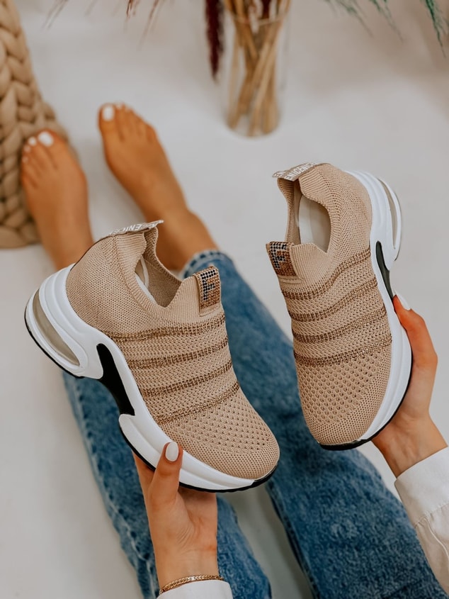 Bej Triko (Vegas) Taş Detay Kadın Sneakers