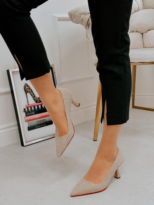 Bej Tüvit (Freda) Kadın Stiletto