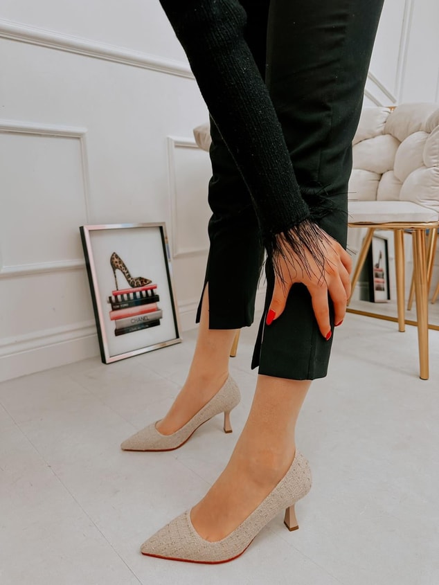 Bej Tüvit (Freda) Kadın Stiletto
