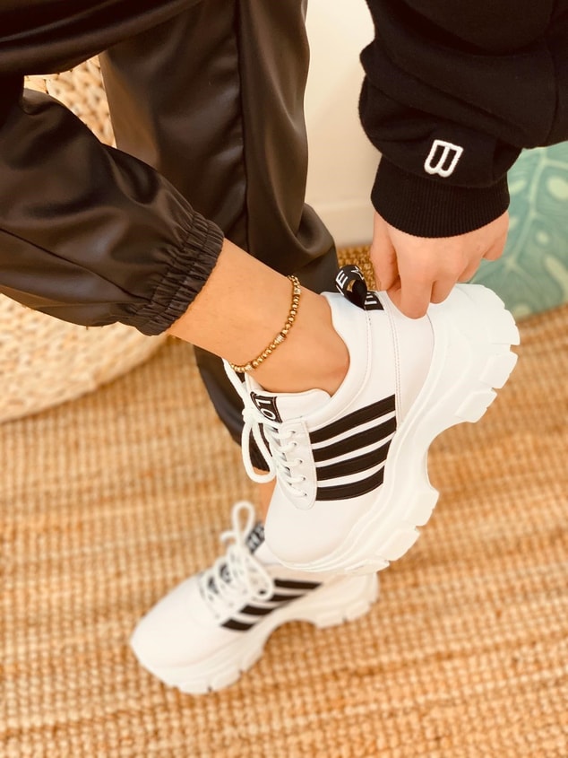 Beyaz - Siyah (Teddy) Kadın Spor Ayakkabı Sneakers