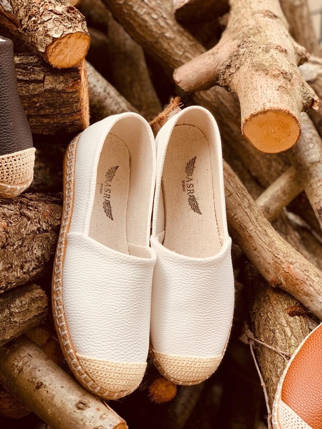 Beyaz Deri (Heyz) Kadın Espadril