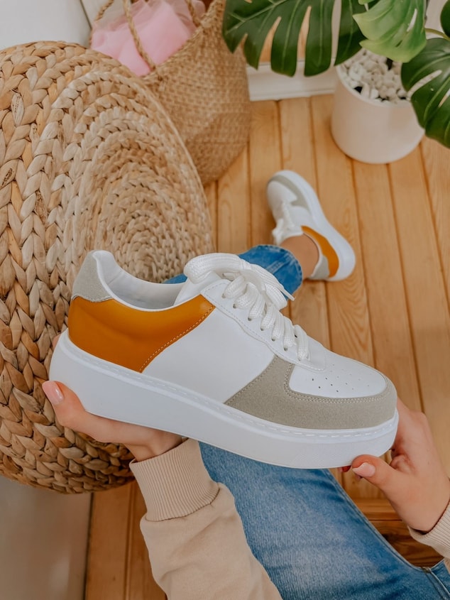 Beyaz Gri (Utah) Kadın Bağcıklı Sneakers