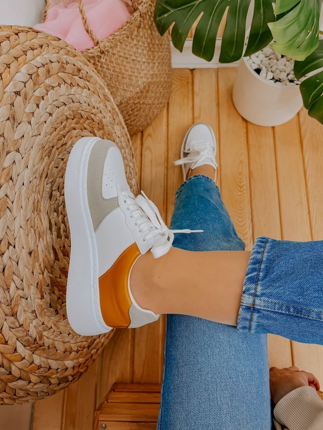 Beyaz Gri (Utah) Kadın Bağcıklı Sneakers