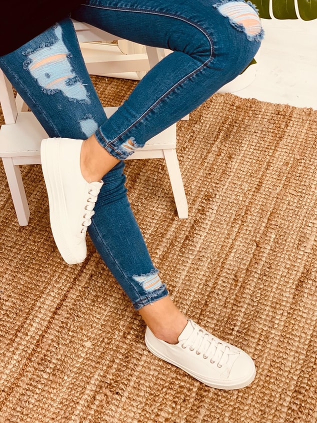 Beyaz Keten (Daniel) Kadın Yüksek Tabanlı Sneakers