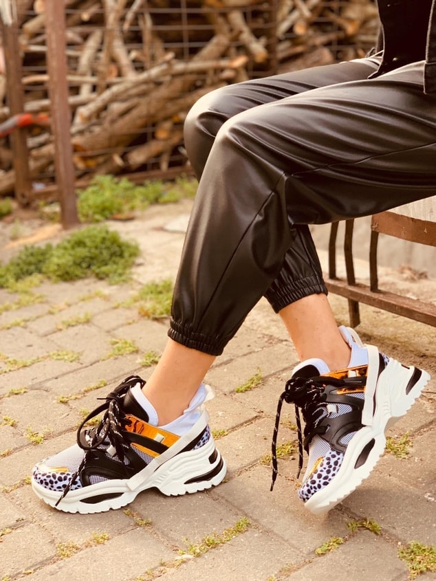 Beyaz Leopar (Sentello) Kadın Spor Ayakkabı Sneakers