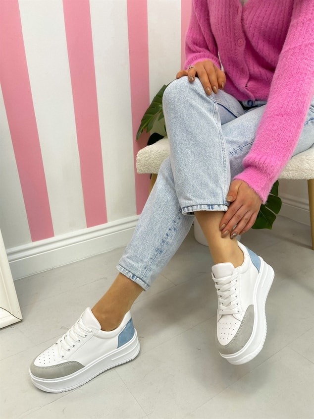 Beyaz Mavi (Daily) Kadın Bağcıklı Sneakers