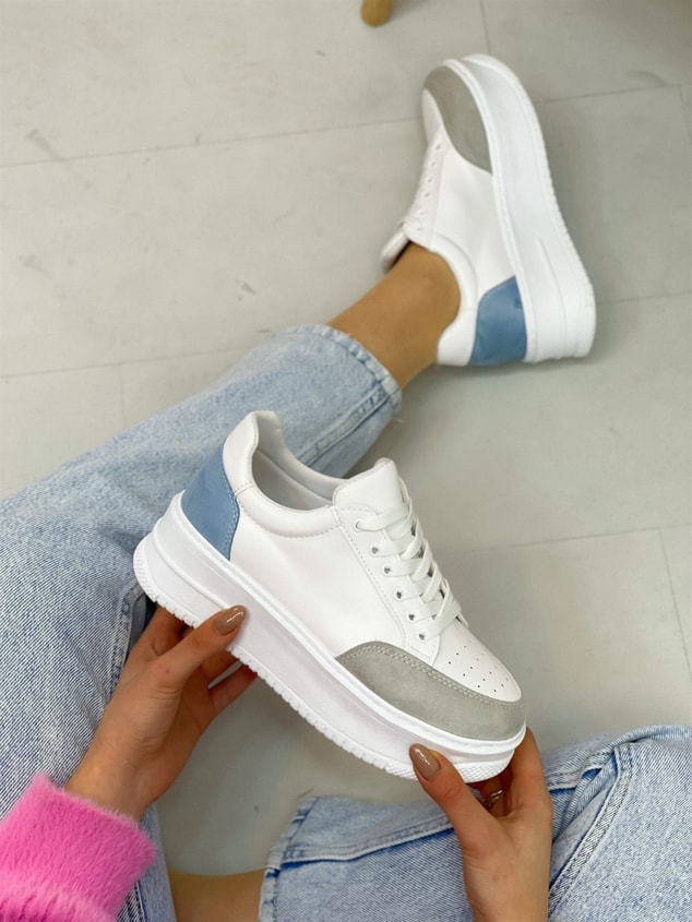Beyaz Mavi (Daily) Kadın Bağcıklı Sneakers