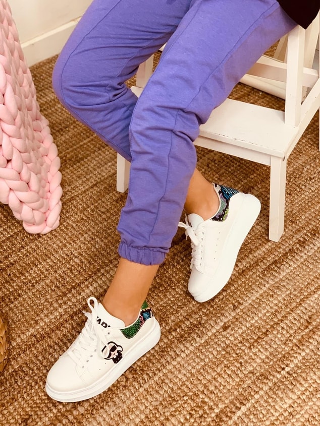 Beyaz Piton (Carl) Spor Ayakkabı (Thor) Kadın Sneakers