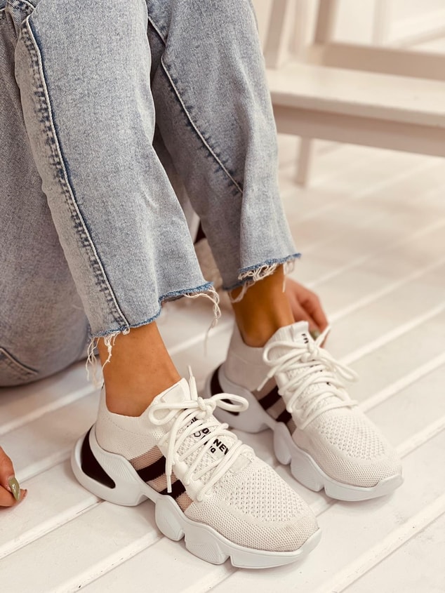 Beyaz-Siyah Triko (Cool) Kadın Sneakers