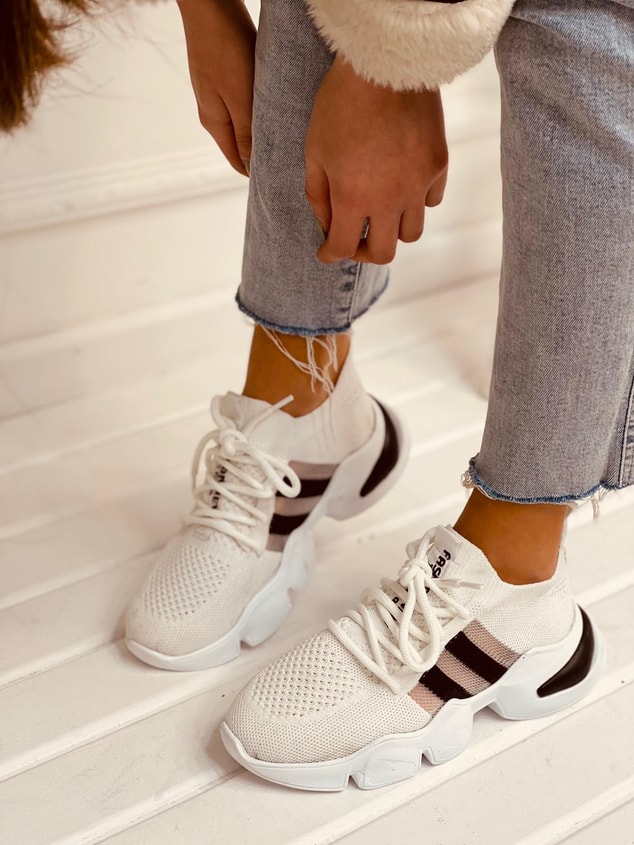 Beyaz-Siyah Triko (Cool) Kadın Sneakers