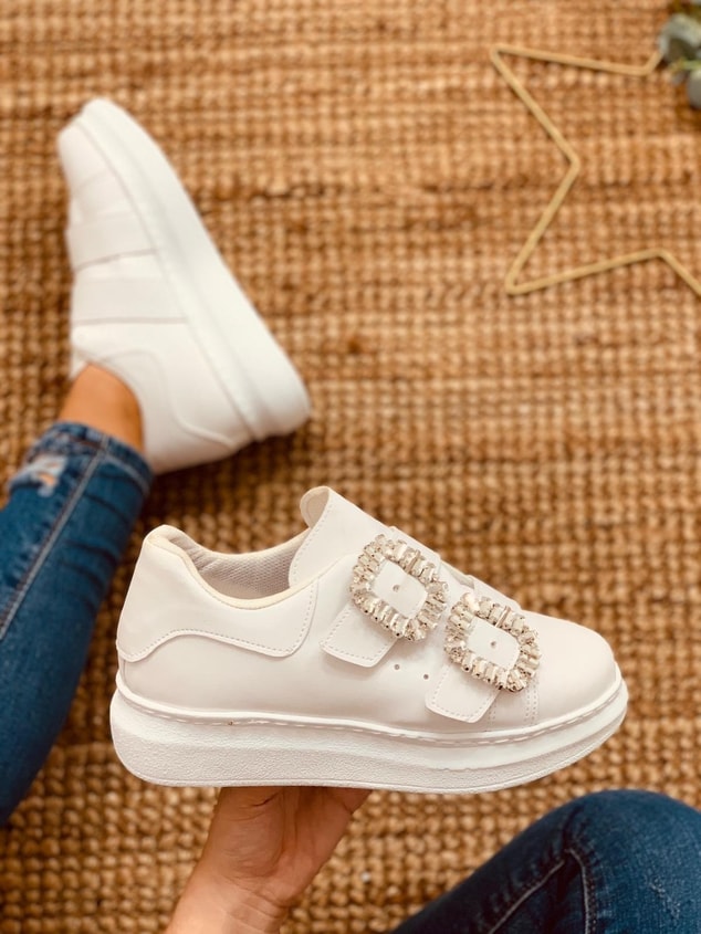Beyaz Taşlı Spor Ayakkabı (Thor Plus) Kadın Sneakers