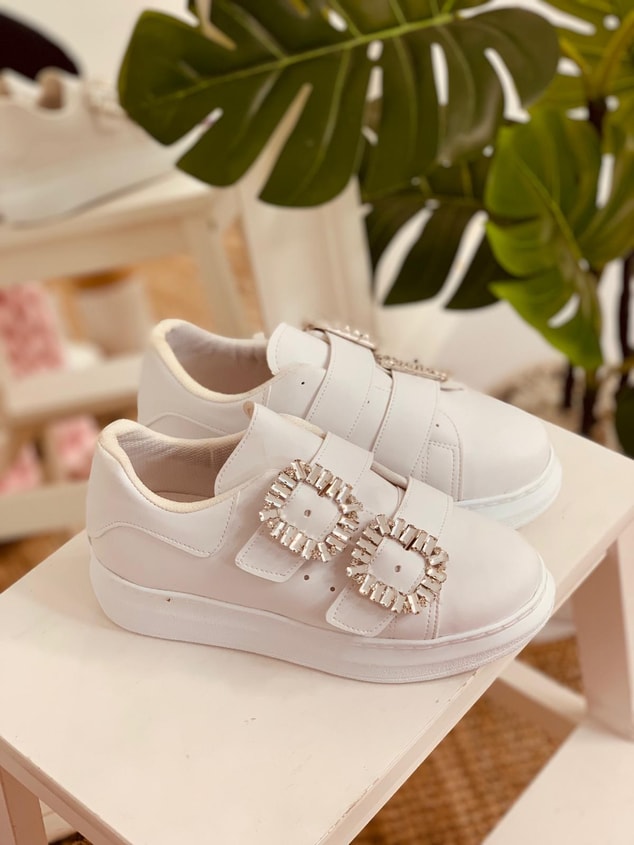 Beyaz Taşlı Spor Ayakkabı (Thor Plus) Kadın Sneakers