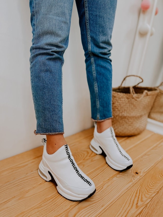 Beyaz Triko (Love) Kadın Sneakers