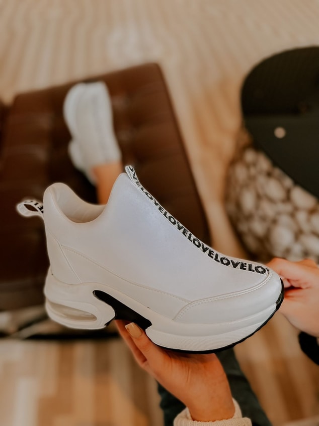 Beyaz Triko (Love) Kadın Sneakers