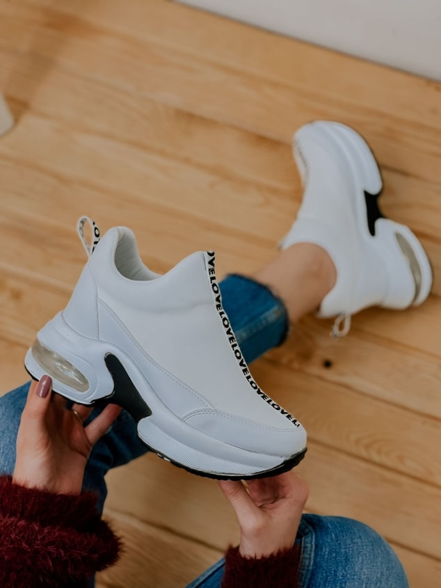 Beyaz Triko (Love) Kadın Sneakers