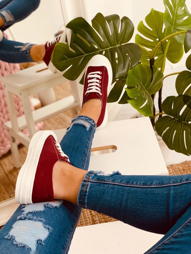 Bordo (Daniel) Kadın Yüksek Tabanlı Sneakers