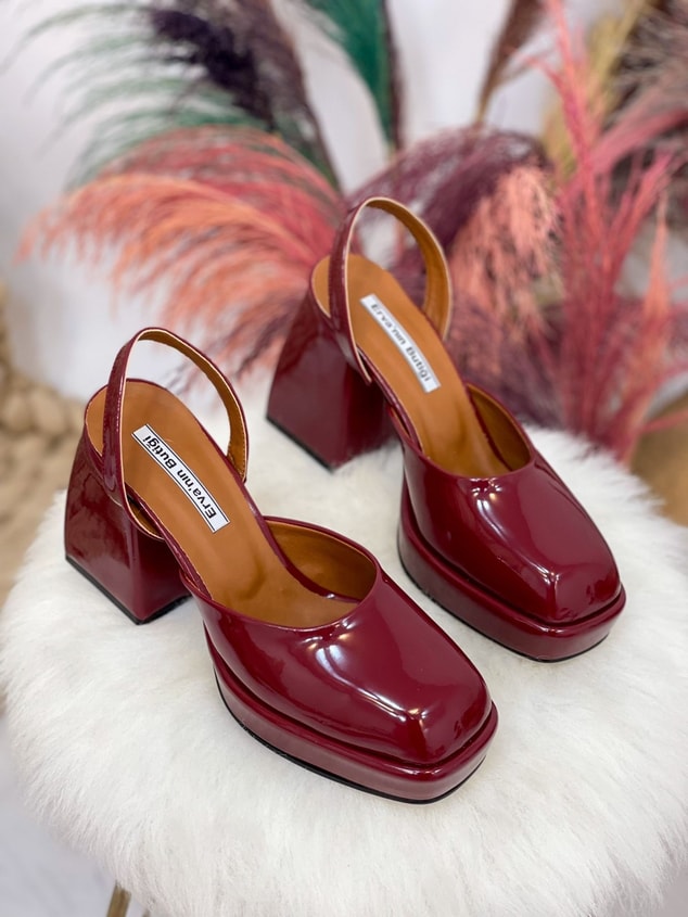 Bordo Rugan (Jeremy) Platform Kadın Topuklu Ayakkabı
