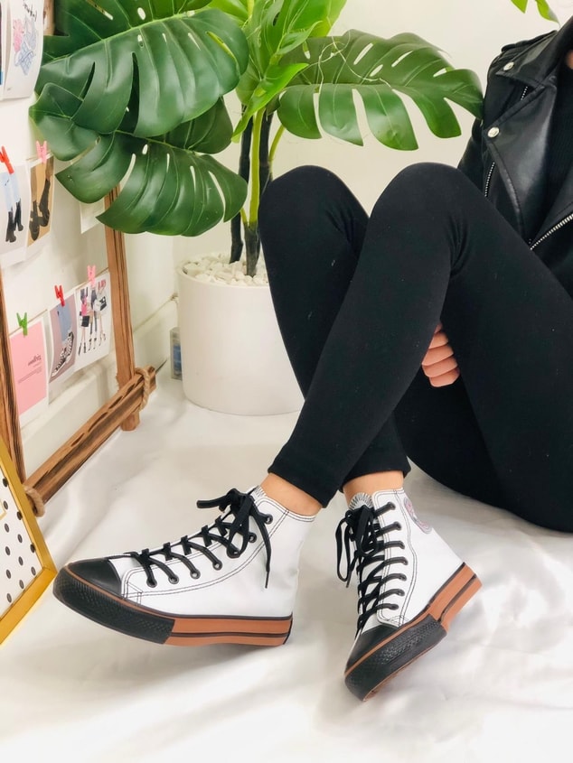Bot Beyaz Deri Tozu (Converse) Kadın Spor Ayakkabı Sneakers