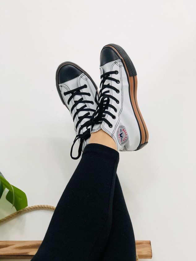 Bot Beyaz Deri Tozu (Converse) Kadın Spor Ayakkabı Sneakers