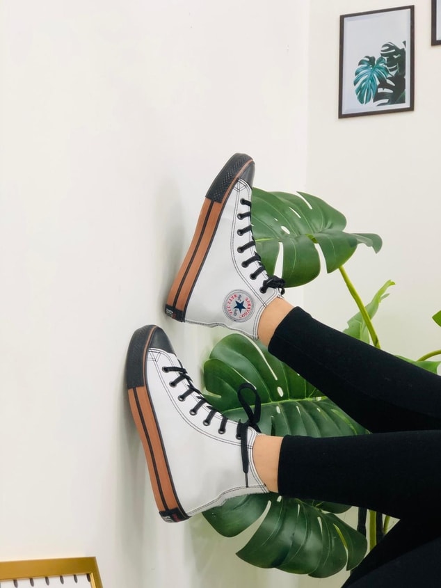 Bot Beyaz Deri Tozu (Converse) Kadın Spor Ayakkabı Sneakers