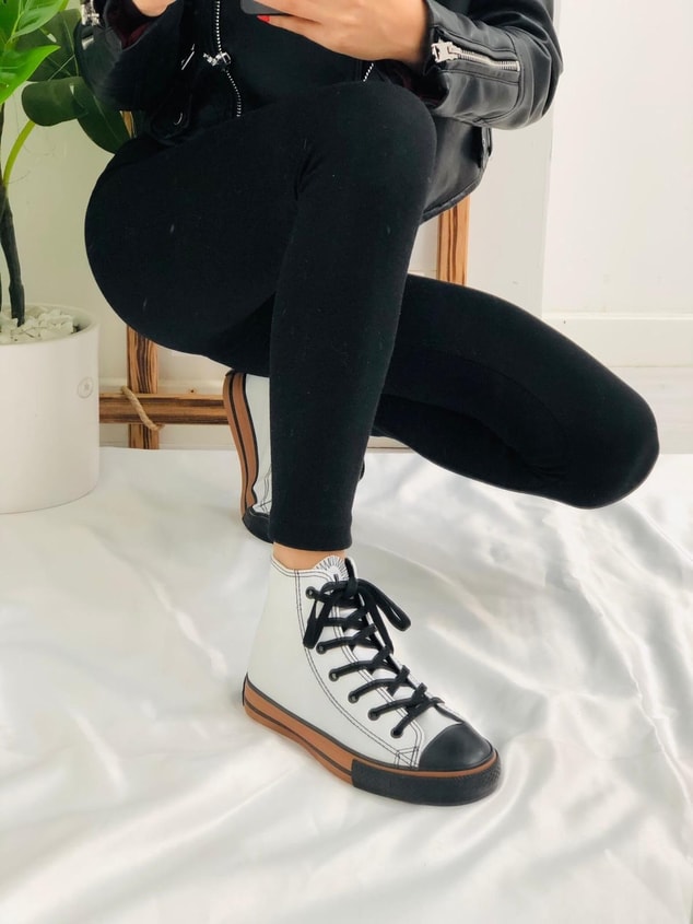 Bot Beyaz Deri Tozu (Converse) Kadın Spor Ayakkabı Sneakers