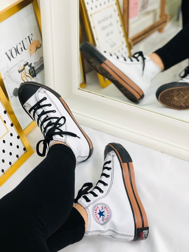 Bot Beyaz Deri Tozu (Converse) Kadın Spor Ayakkabı Sneakers