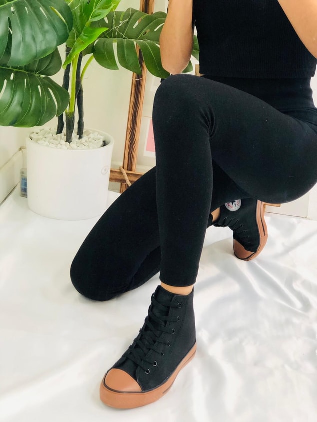 Bot Black Deri Tozu (Converse) Kadın Spor Ayakkabı Sneakers