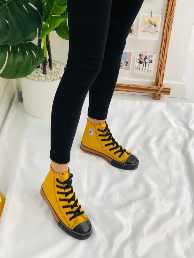 Bot Hardal Deri Tozu (Converse) Kadın Spor Ayakkabı Sneakers