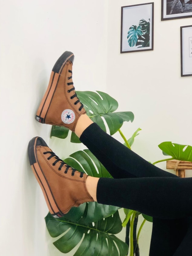 Bot Taba Deri Tozu (Converse) Kadın Spor Ayakkabı Sneakers