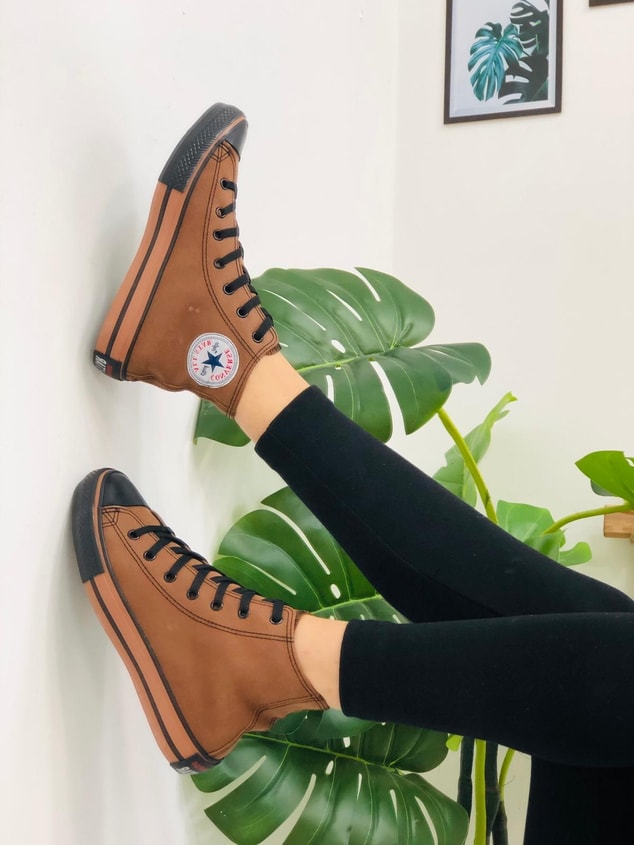Bot Taba Deri Tozu (Converse) Kadın Spor Ayakkabı Sneakers