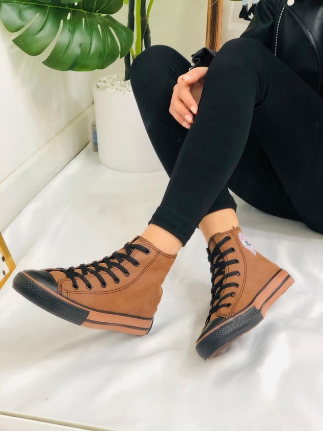 Bot Taba Deri Tozu (Converse) Kadın Spor Ayakkabı Sneakers