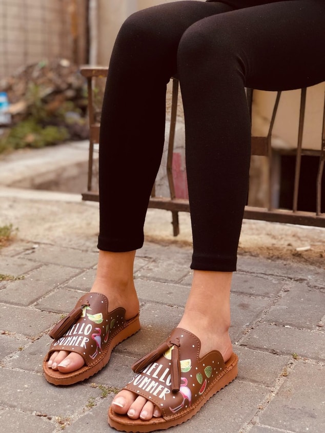 Frida Kahverengi Summer Kalın Taban Babet-Sandalet