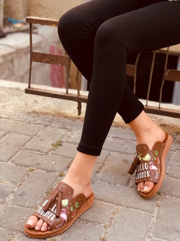Frida Kahverengi Summer Kalın Taban Babet-Sandalet