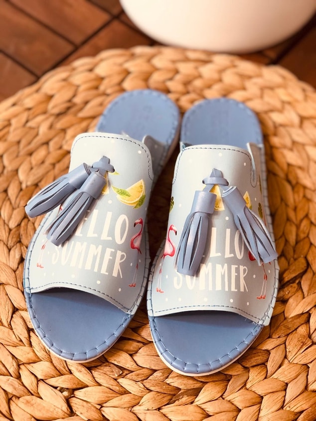 Frida Mavi Summer Ince Taban Babet-Sandalet