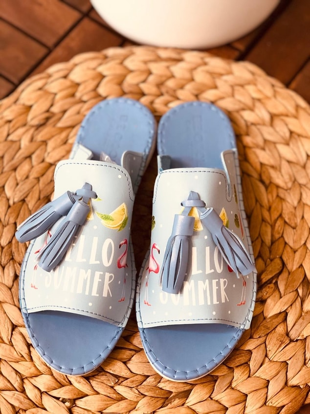 Frida Mavi Summer Ince Taban Babet-Sandalet