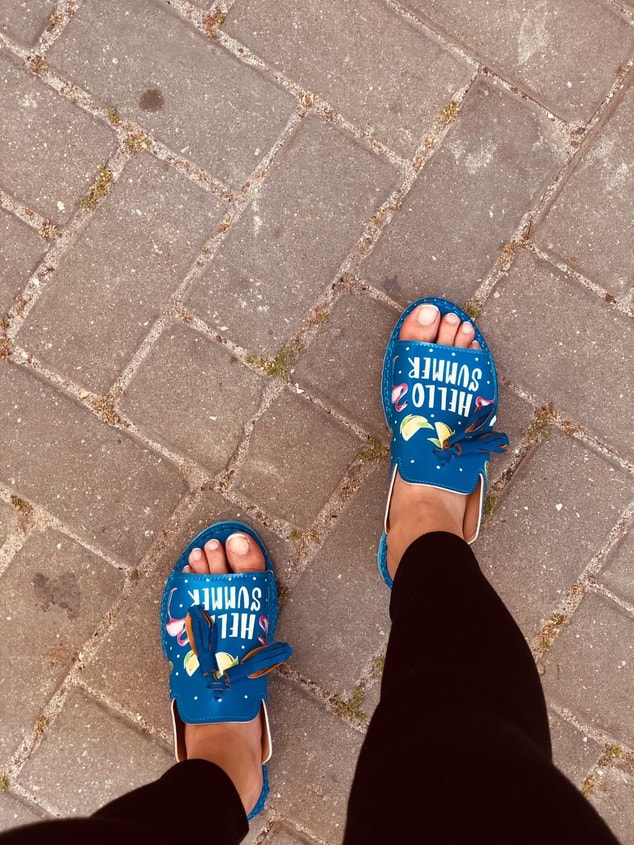 Frida Mavi Summer Kalın Taban Babet-Sandalet