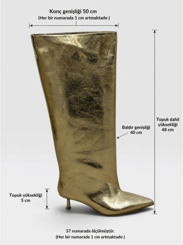 Gold Cilt (Veray) XL Oversize Kalın Baldır 5 Cm Mini Topuk Çizme