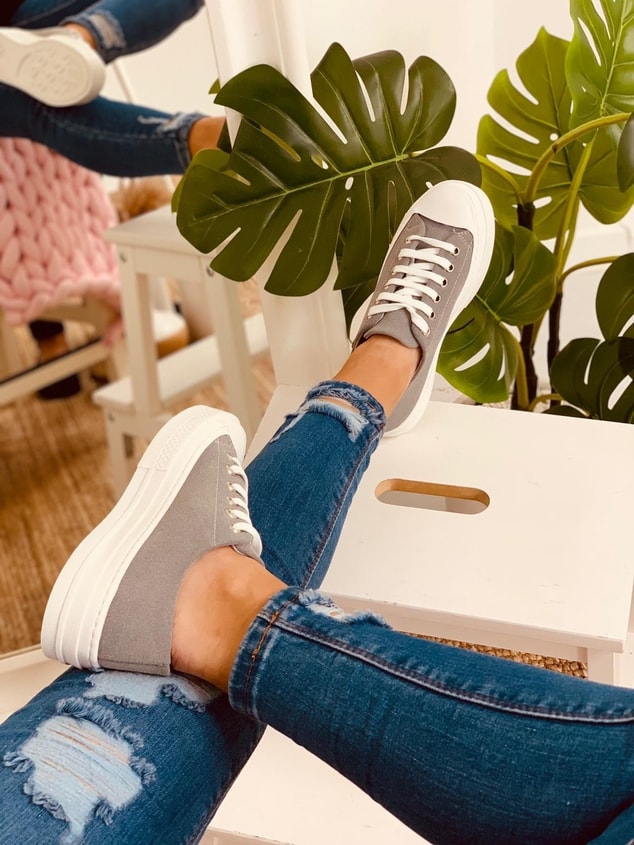 Gri (Daniel) Kadın Yüksek Tabanlı Sneakers