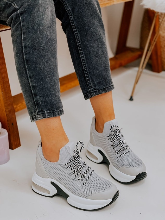 Gri Kışlık Triko (Jack) Kadın Sneakers