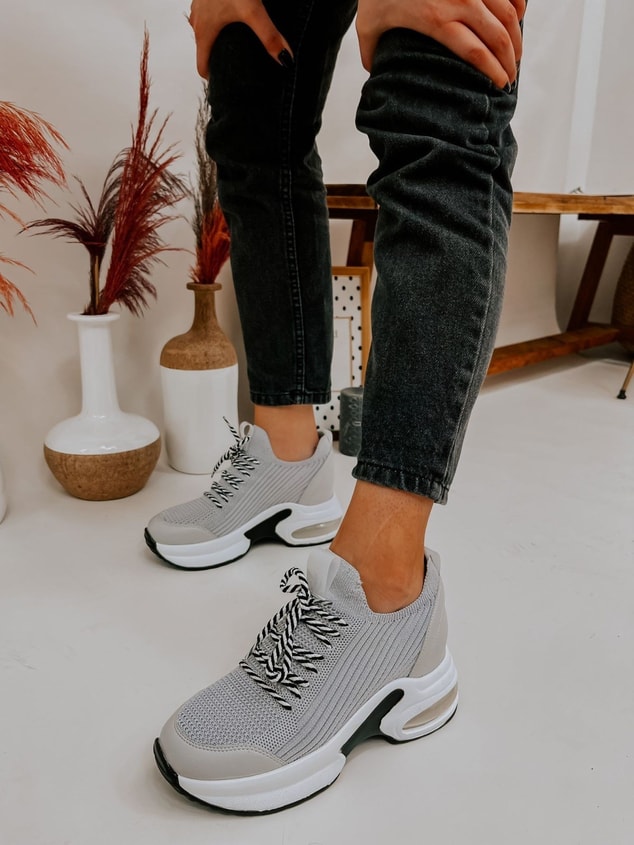 Gri Kışlık Triko (Jack) Kadın Sneakers